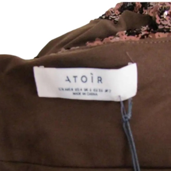 NWT ATOIR Teary Chocolate Brown Sequin Midi Wrap Skirt Small High Slit - Picture 15 of 16